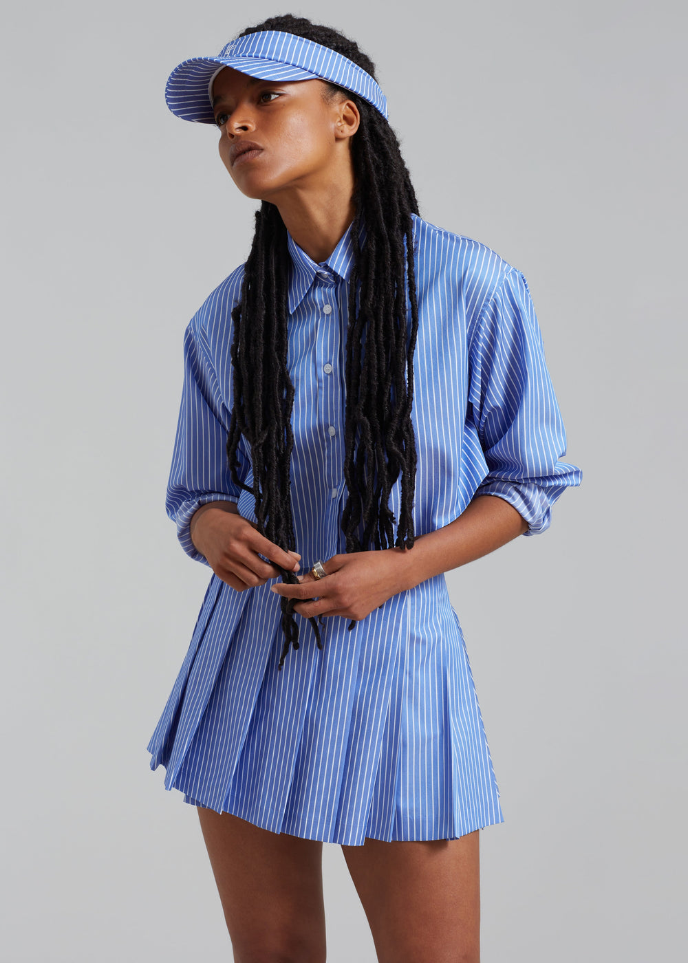 Venus Pleated Skirt - White Stripe - 1