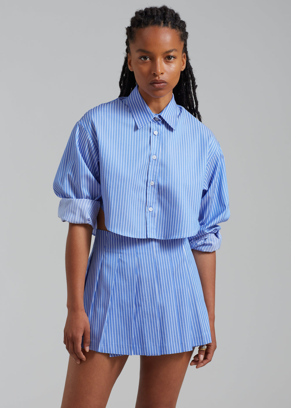 Venus Pleated Skirt - White Stripe