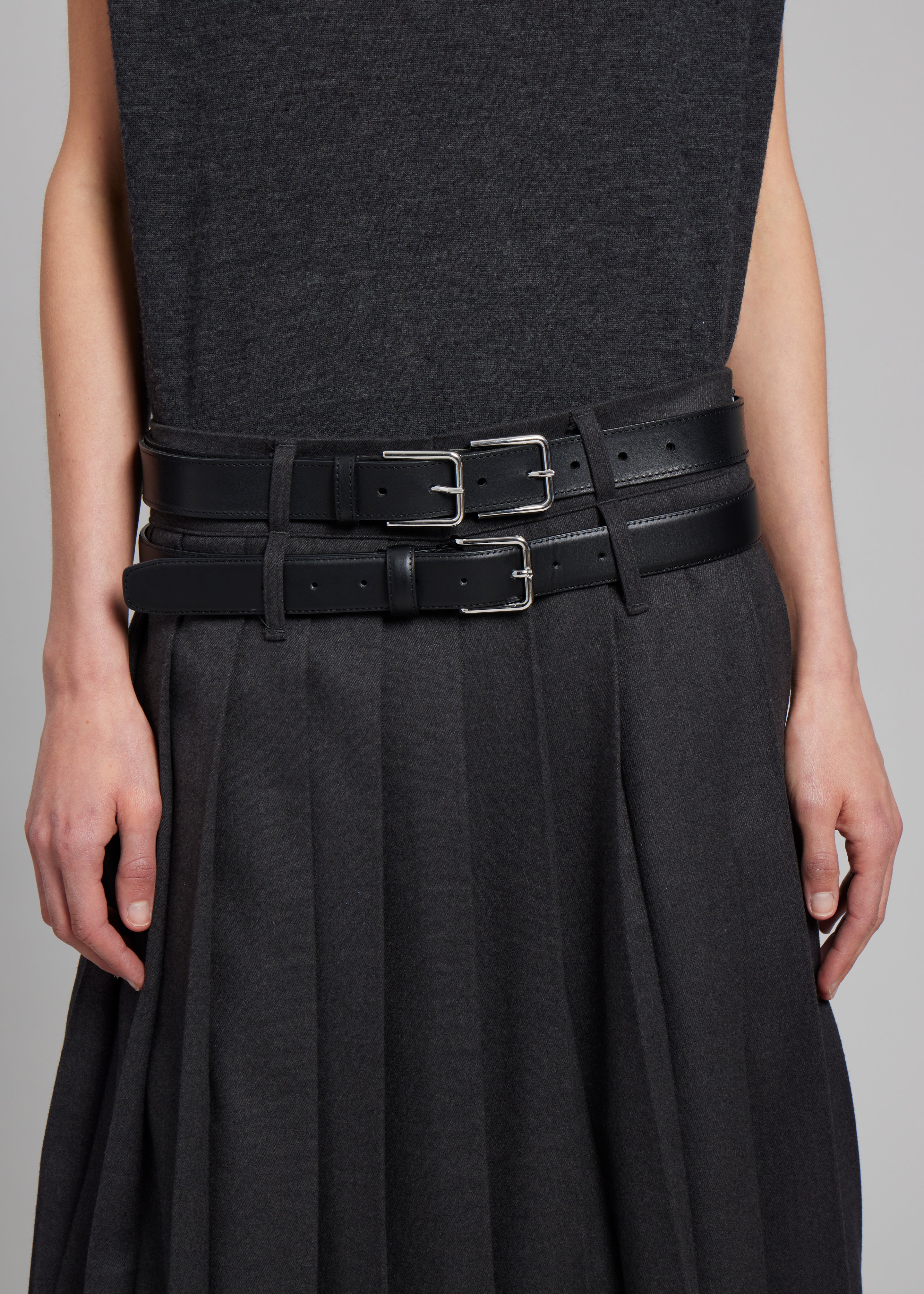 Willow Double Buckle Leather Belt Black Frankie Shop Europe