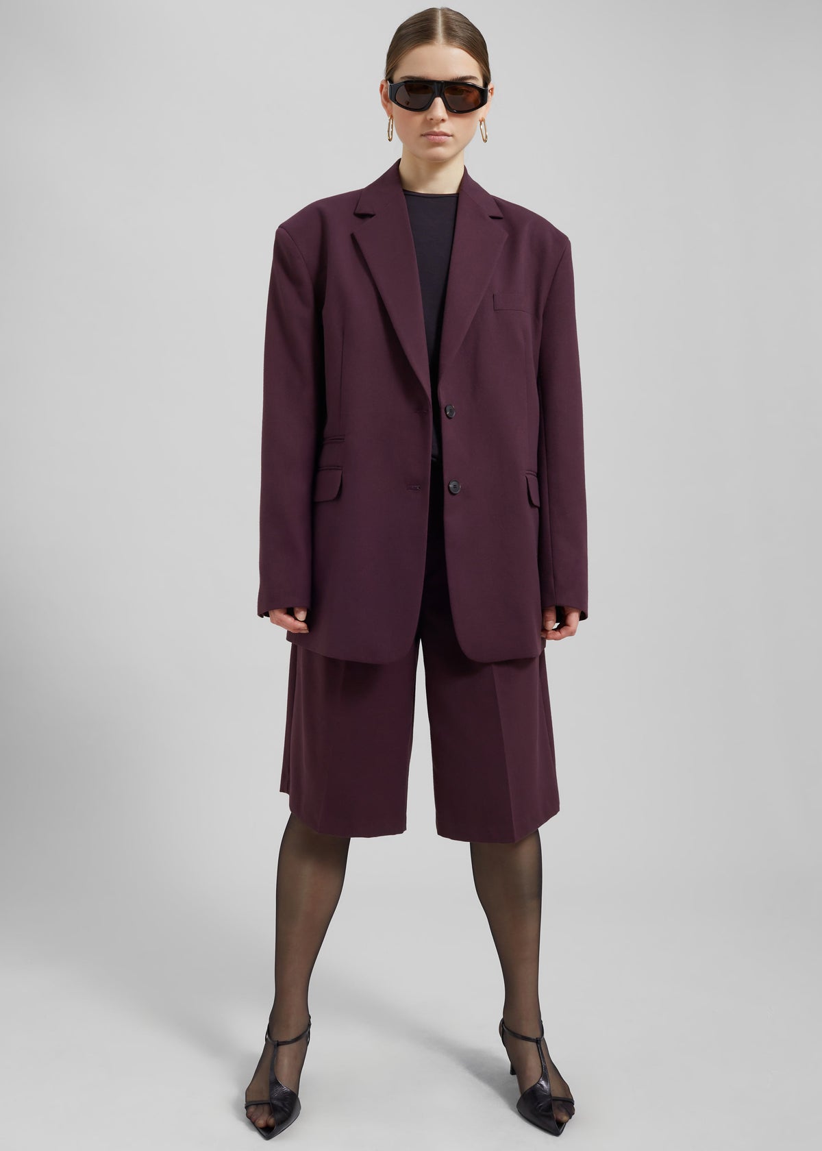 Wilma Pleated Bermuda Shorts - Burgundy - 5