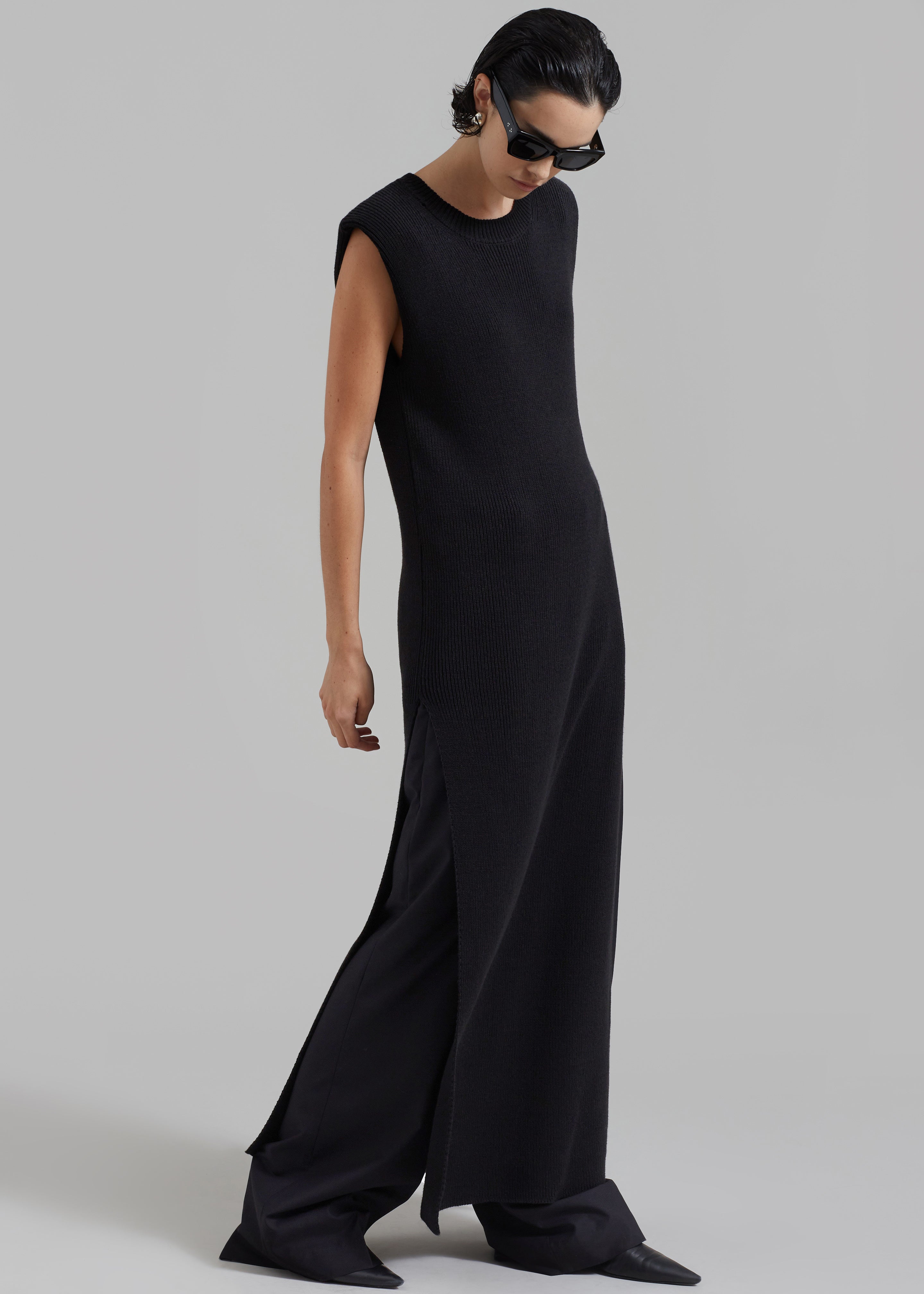 Wren Sleeveless Knit Dress - Black - 1