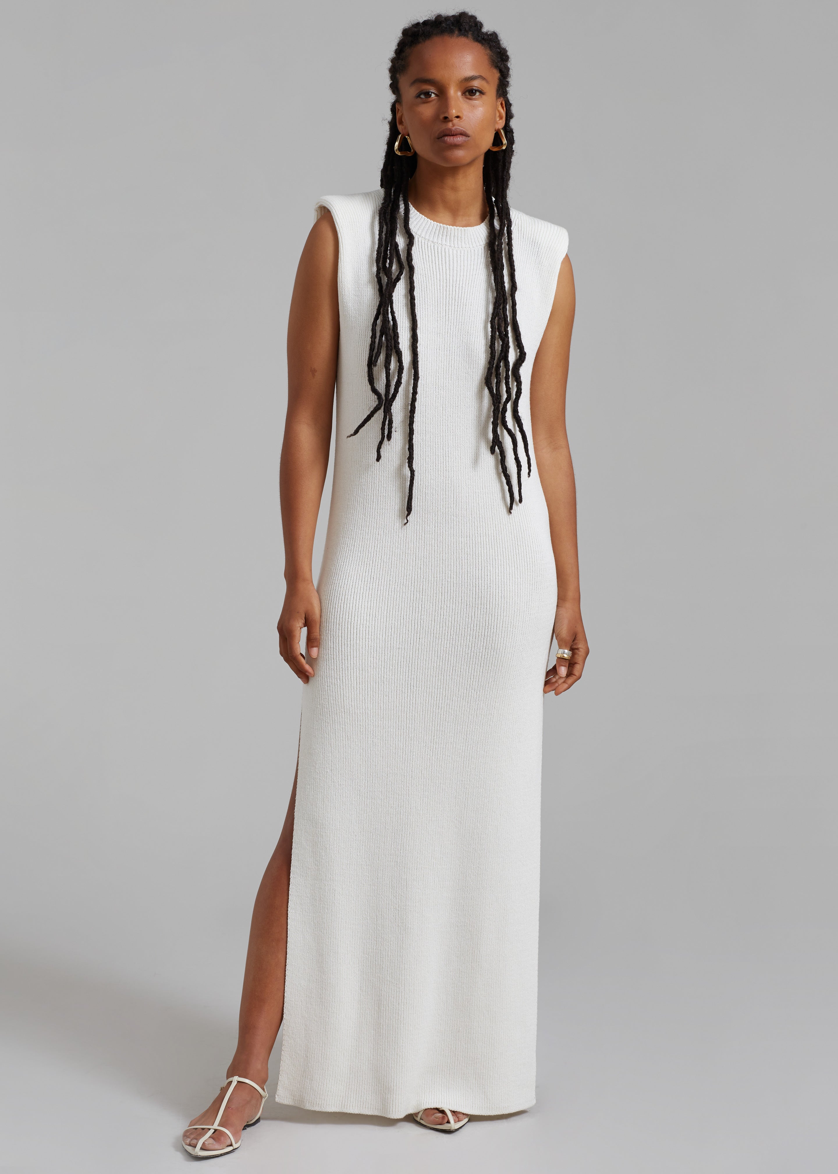 Wren Sleeveless Knit Dress - White - 5