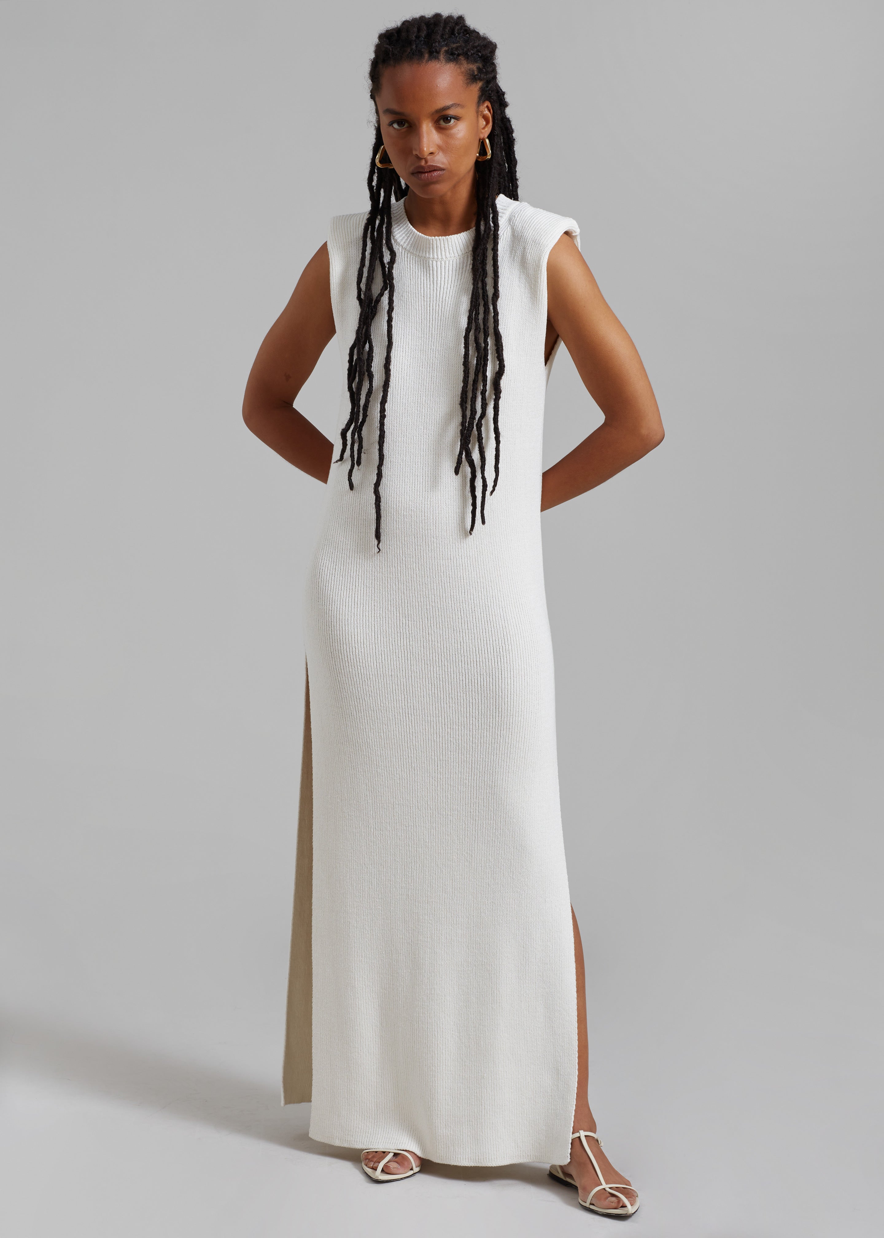Wren Sleeveless Knit Dress - White - 2