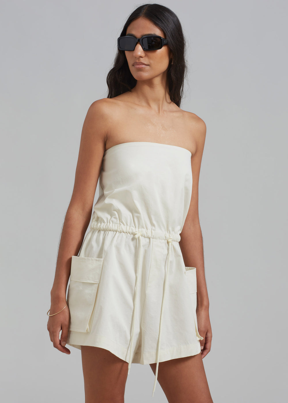 Wynn Strapless Romper - Cream - 1