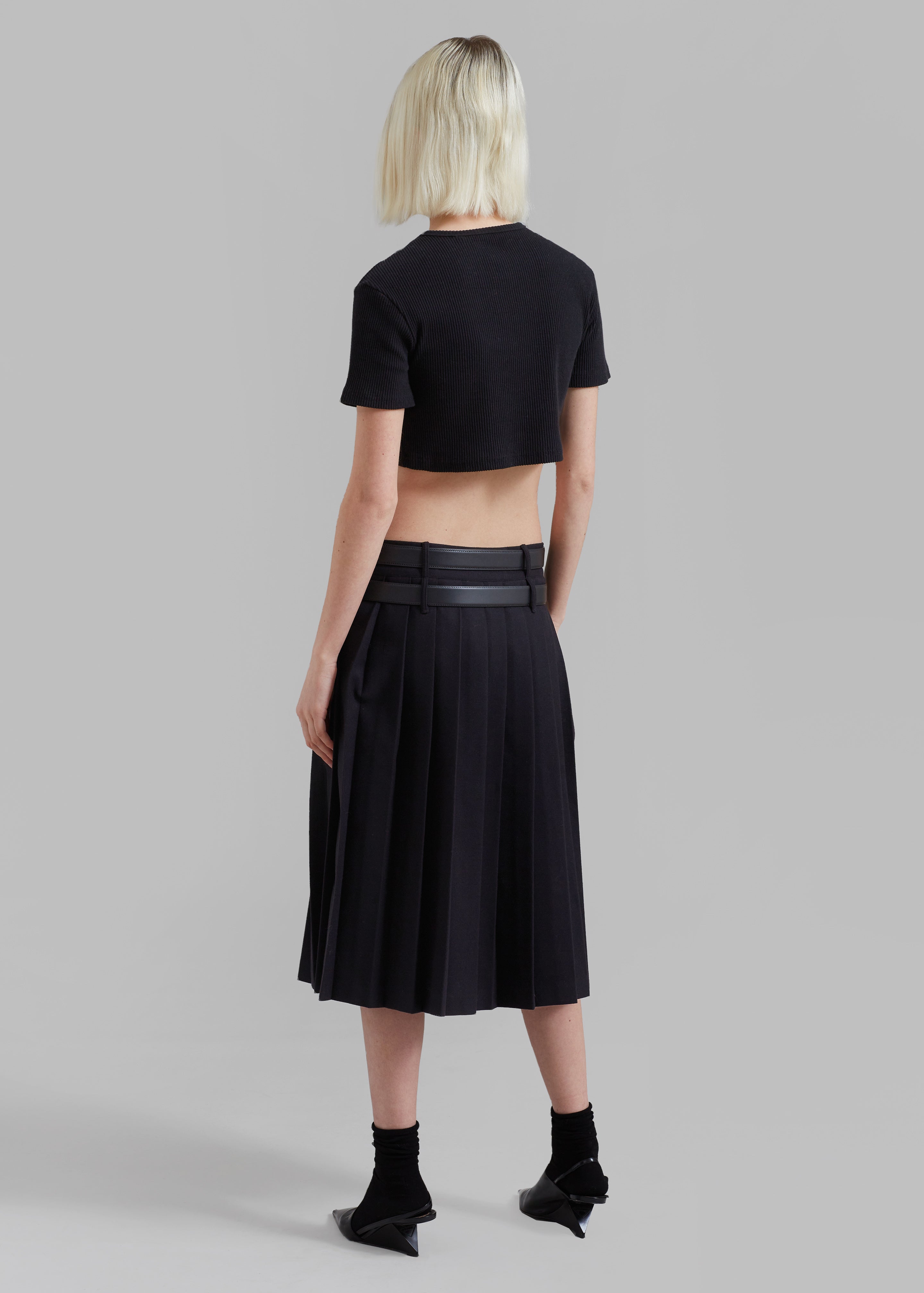 Wednesday Belted Pleated Skirt - Black - 11