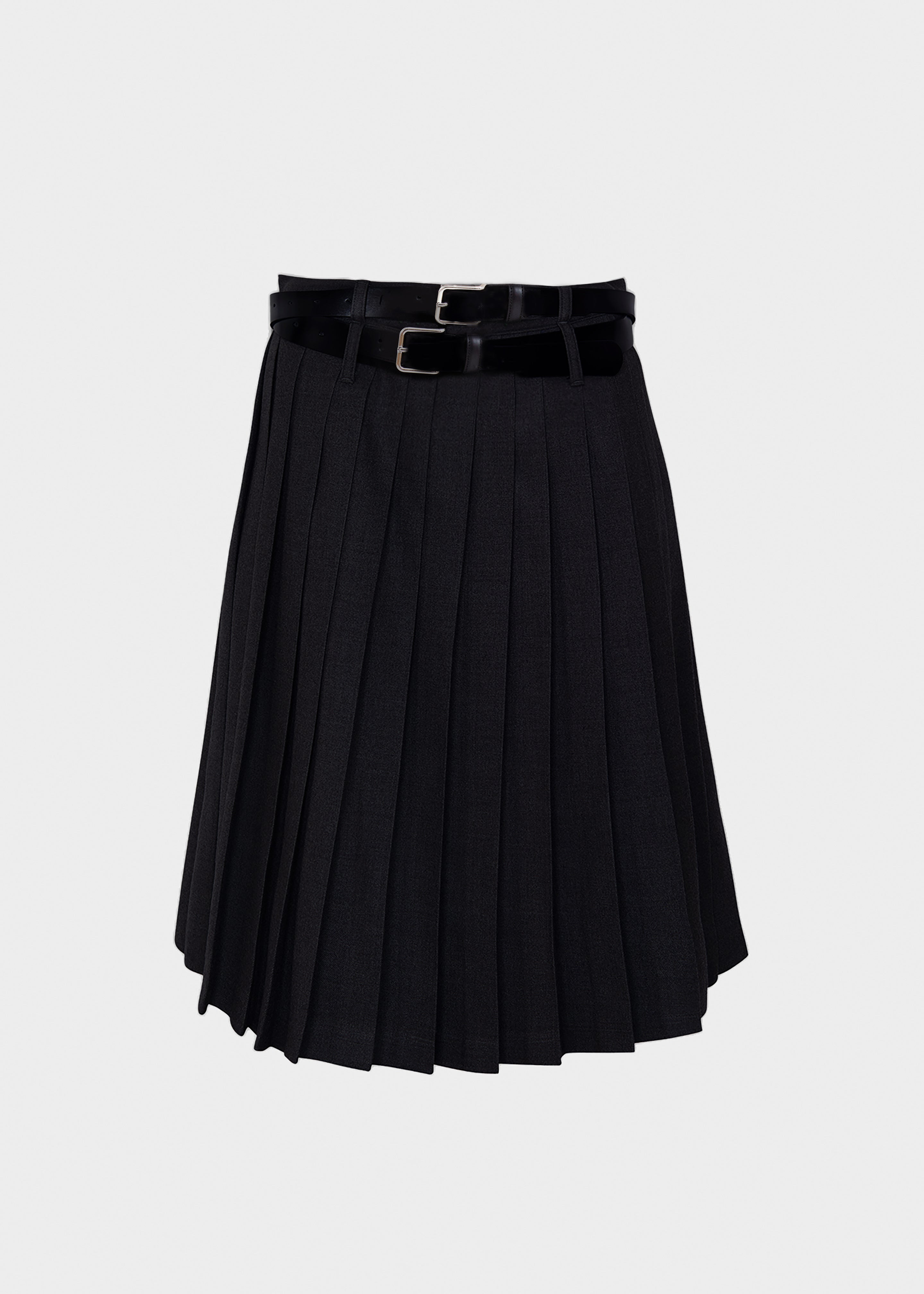 Wednesday Belted Pleated Skirt - Black - 12