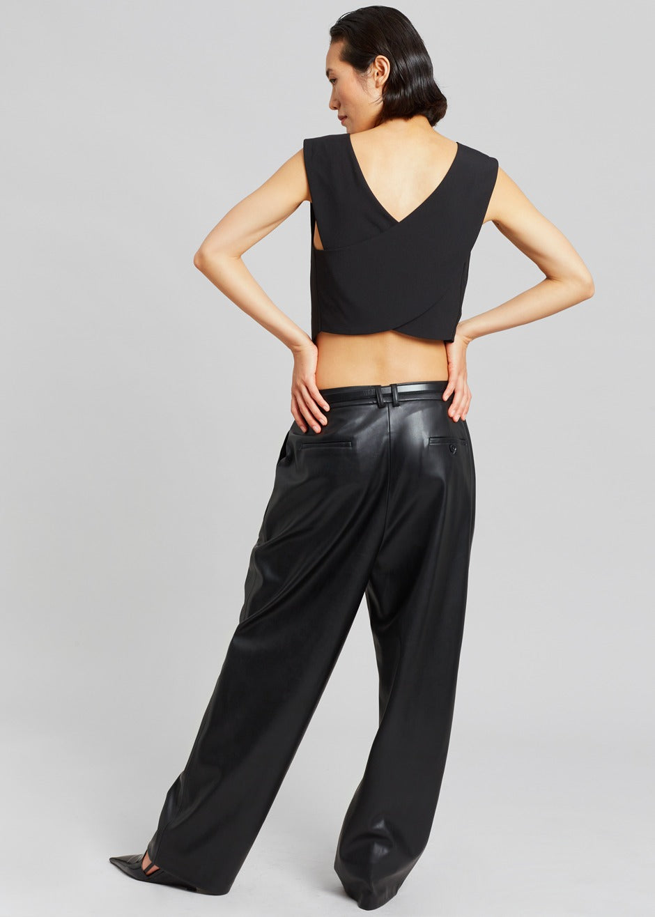 ASOS DESIGN Tall faux leather pull on trouser in black | ASOS