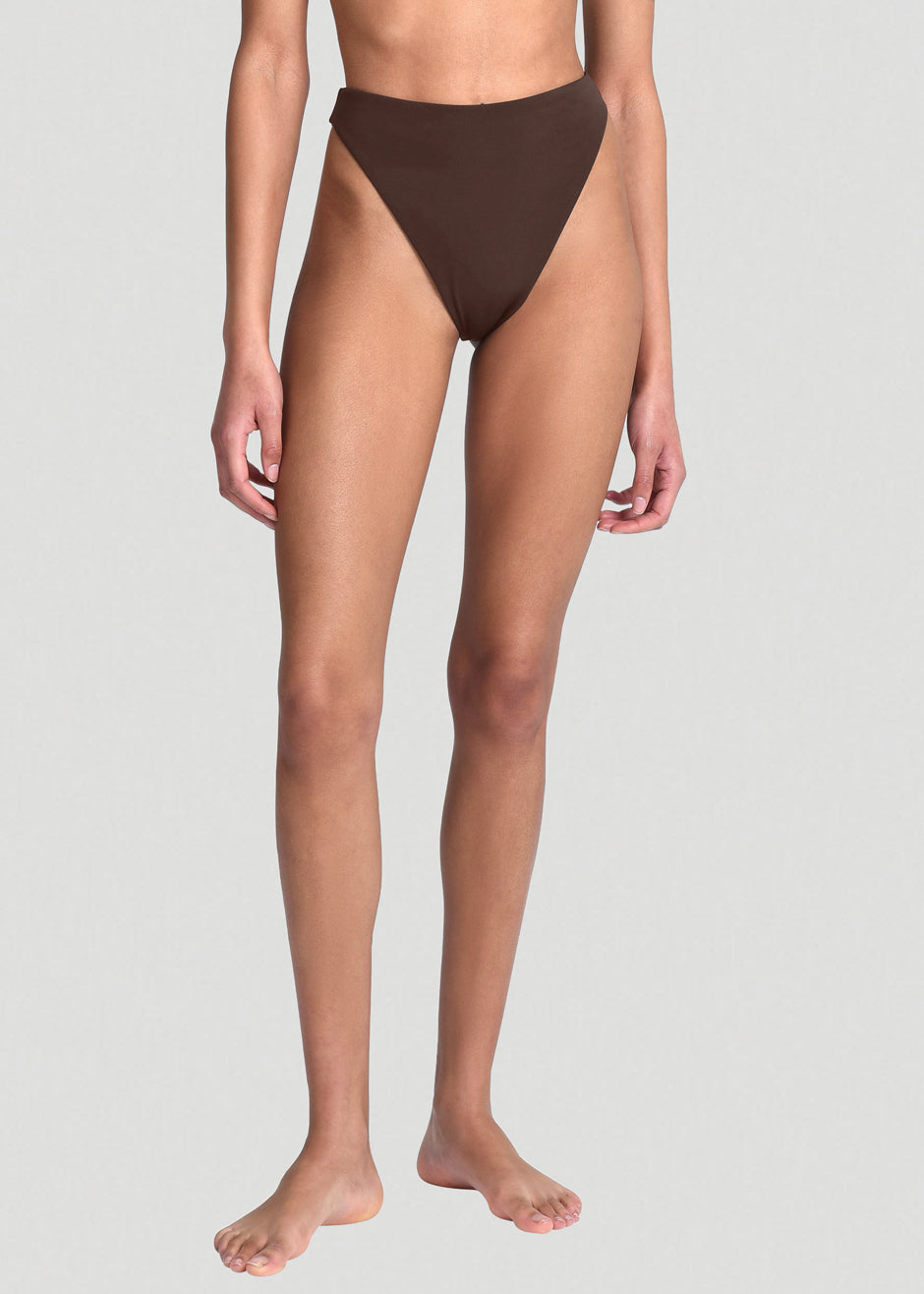 Aexae Triangle High Cut Swimsuit Bottoms - Brown - 1