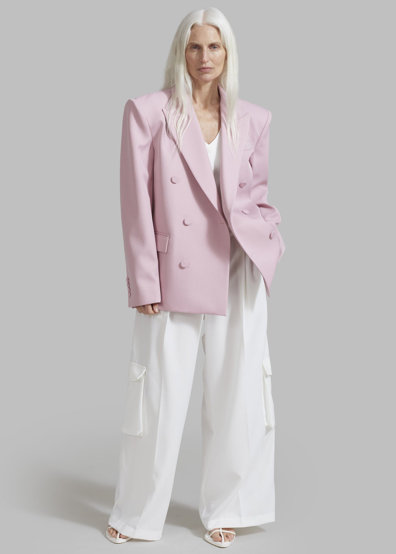 Zia Covered Buttons Blazer - Pink