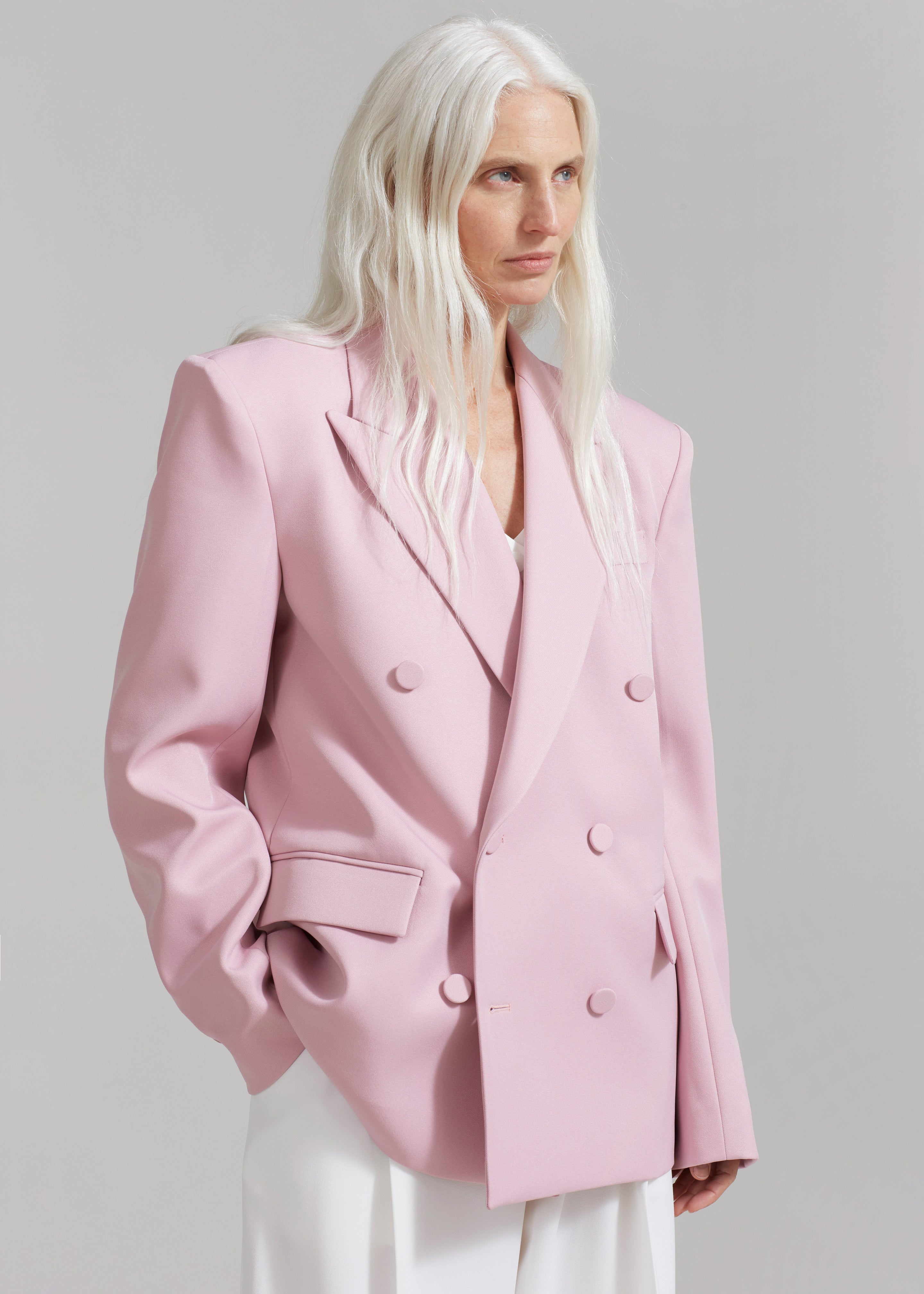 Zia Covered Buttons Blazer - Pink - 6
