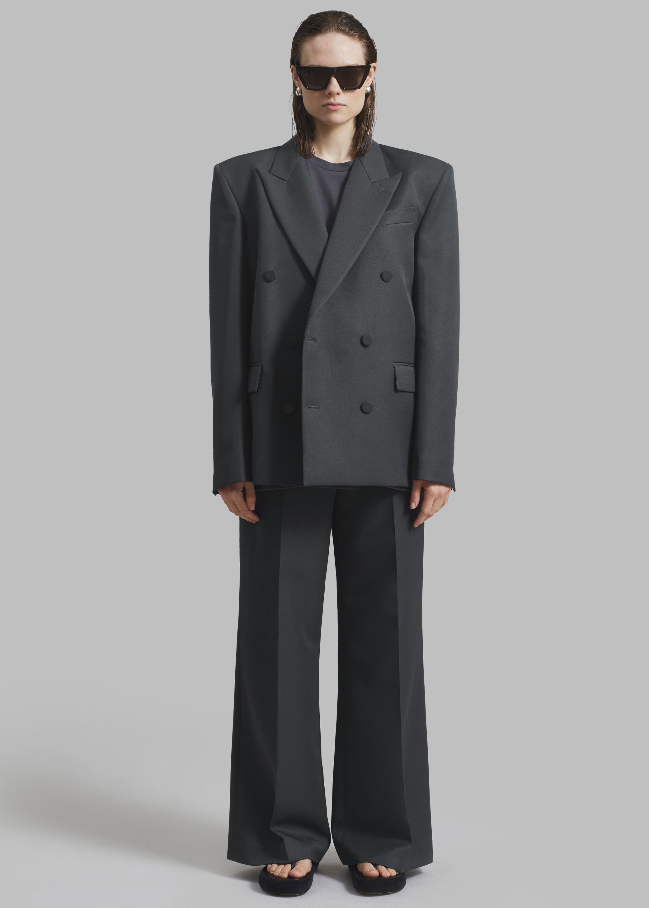 Shop the look image for Zia Covered Buttons Blazer - Charcoal