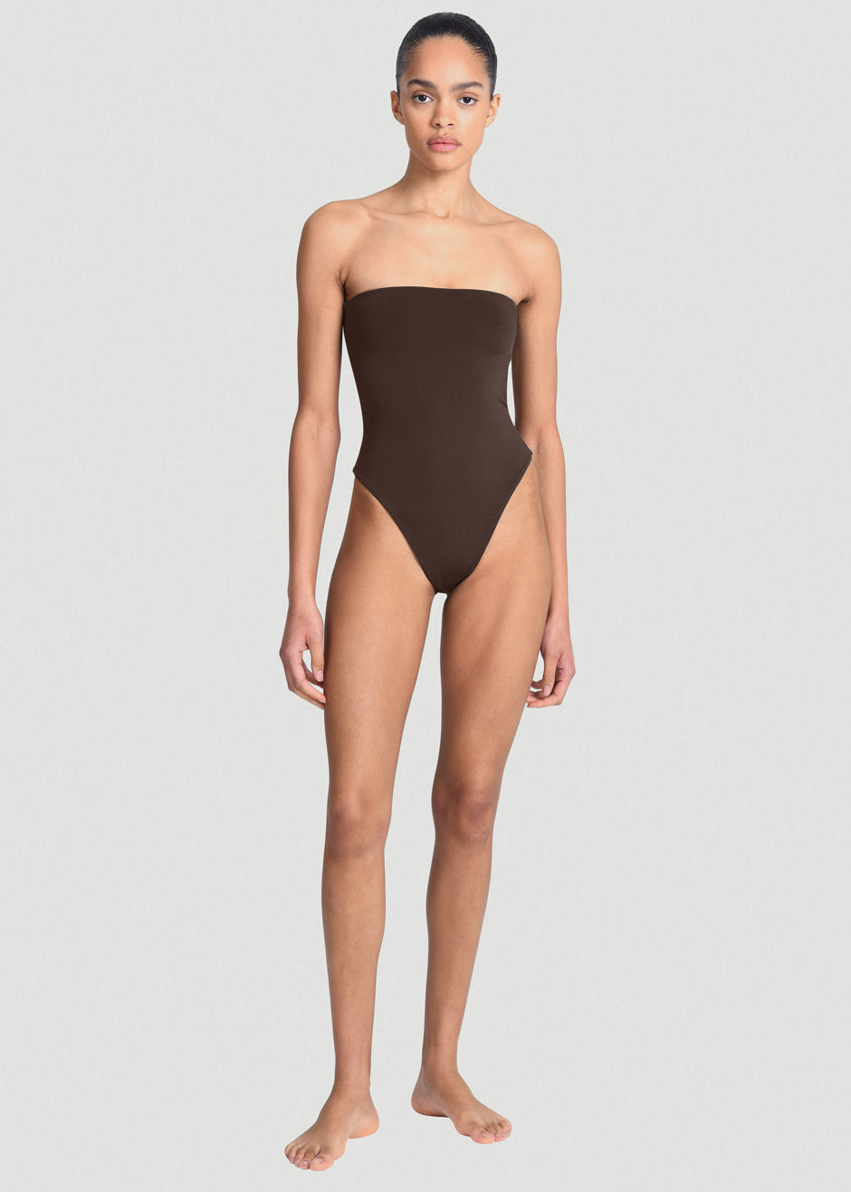 Aexae Bandeau One Piece Swimsuit - Brown