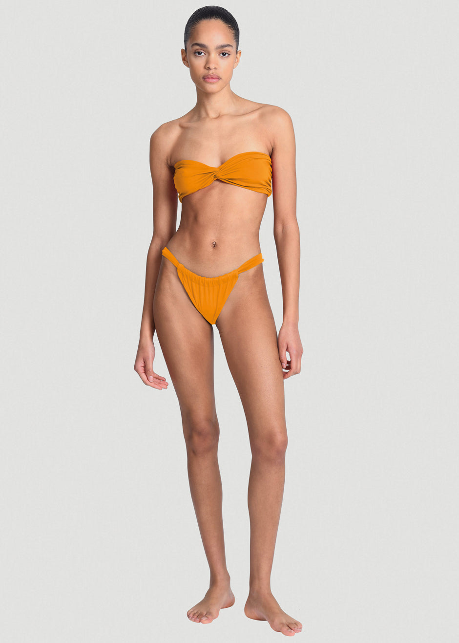 Aexae Ruched Bandeau Swim Top - Orange