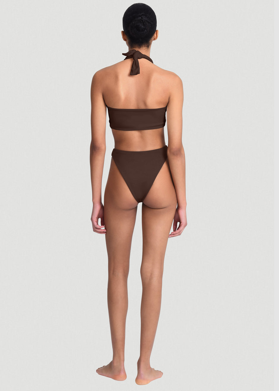 Aexae Triangle High Cut Swimsuit Bottoms - Brown - 3