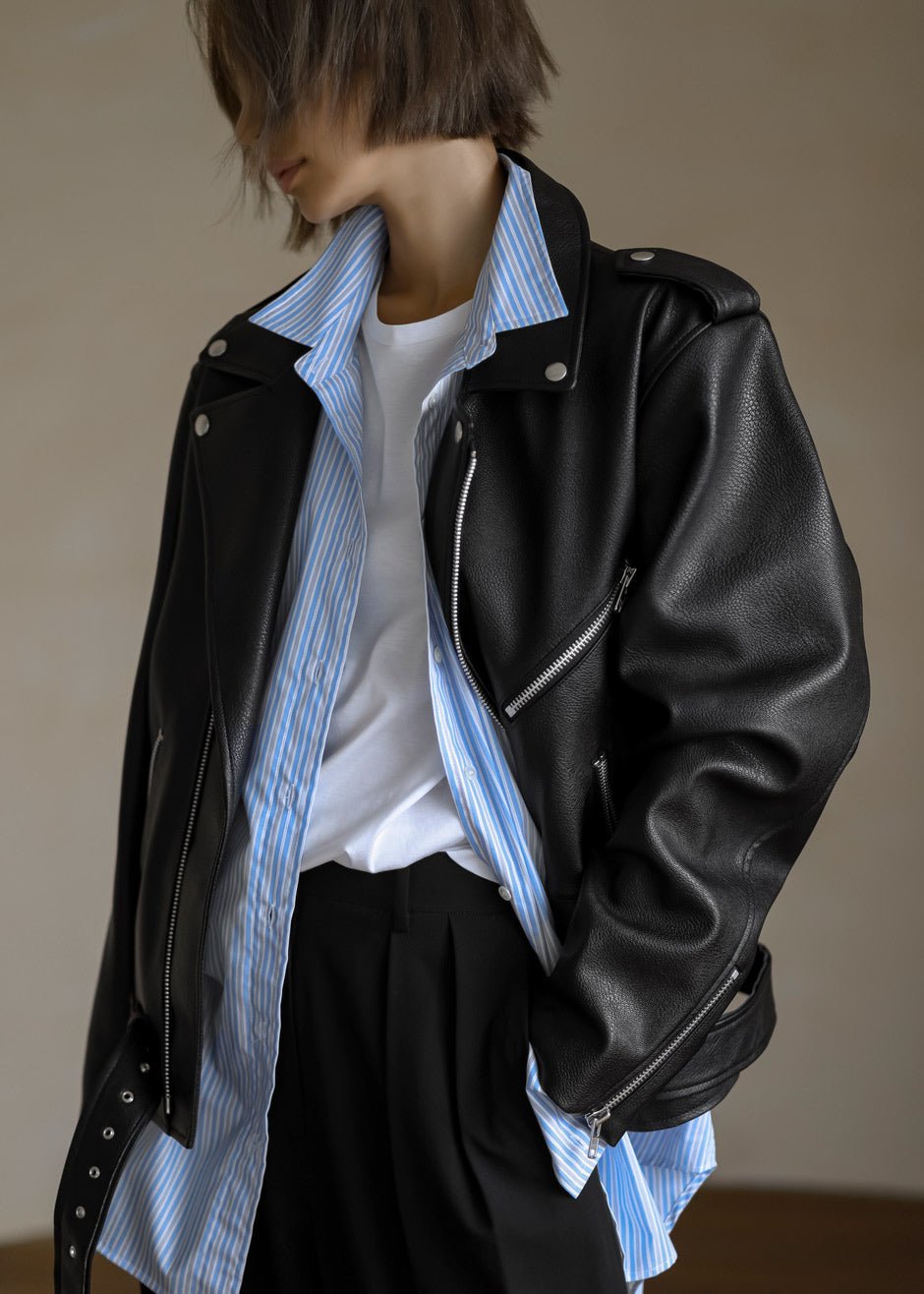 Aria Faux Leather Jacket - Black