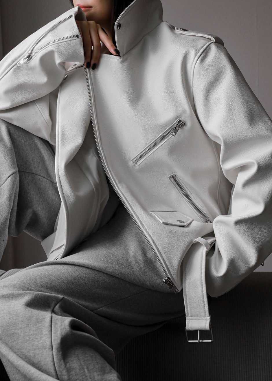 Faux leather white outlet jacket