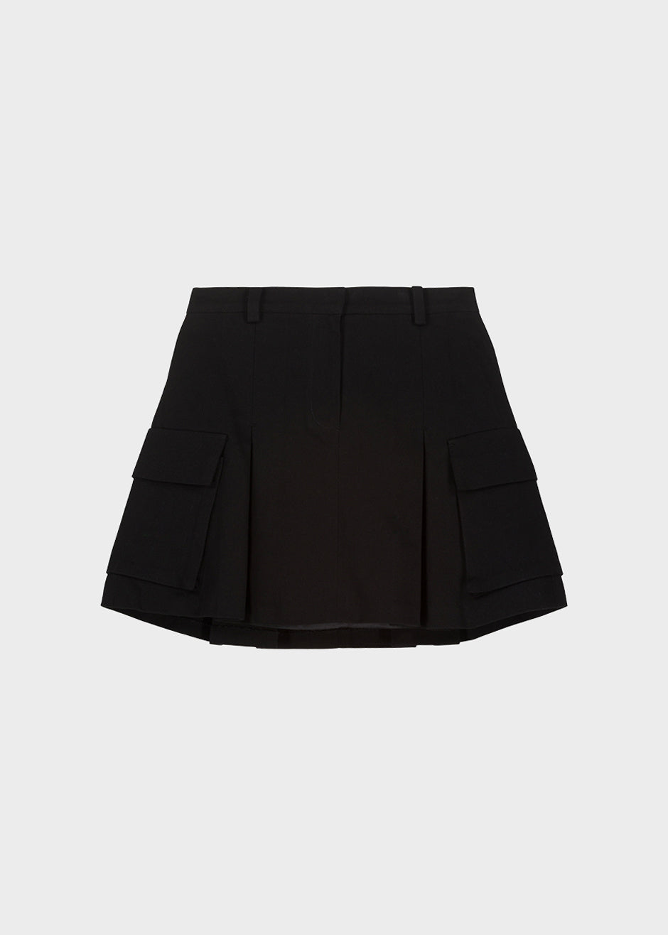 Audrey Cargo Pleated Miniskirt - Black - 10