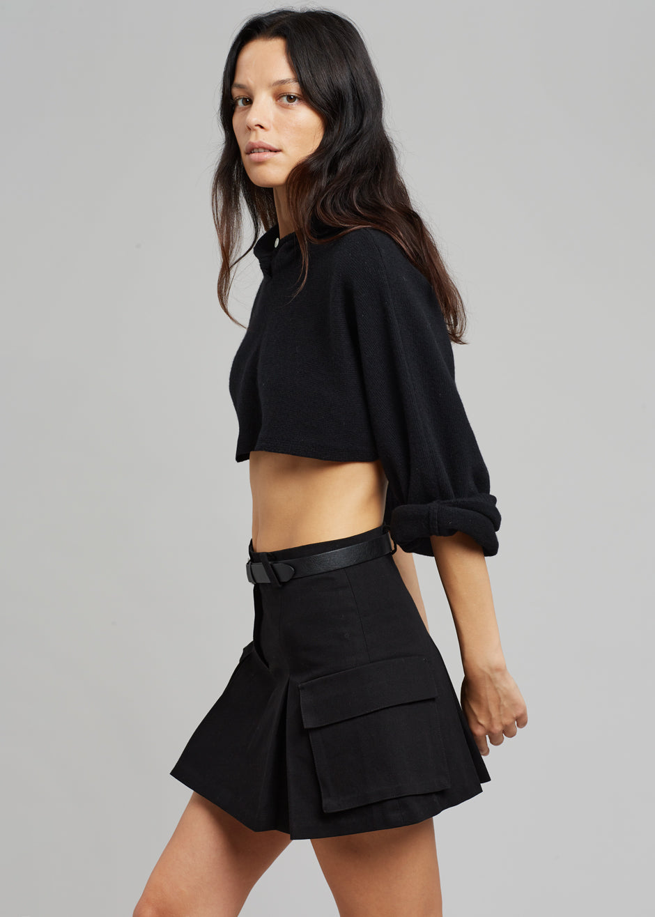 Audrey Cargo Pleated Miniskirt - Black - 1