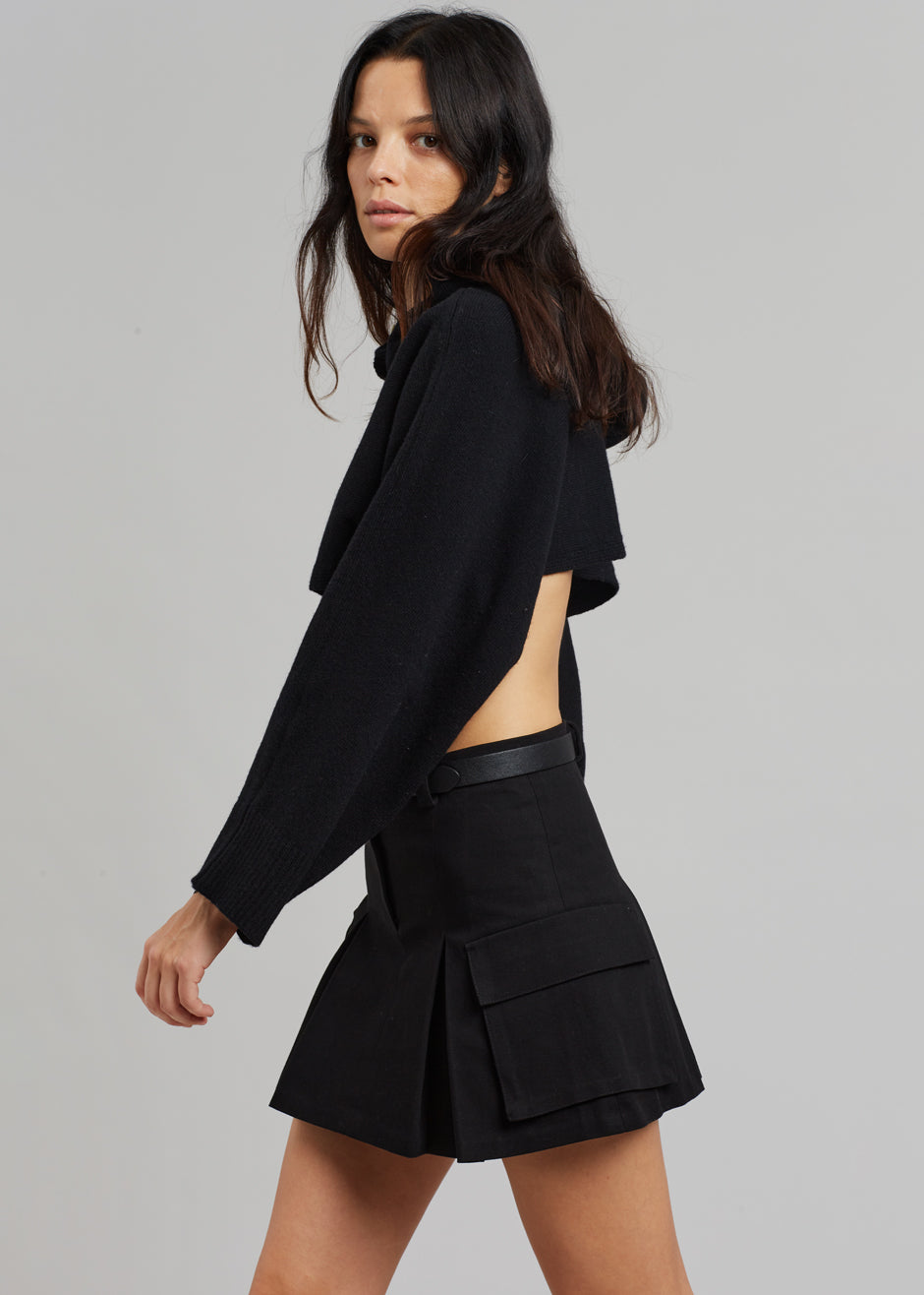 Audrey Cargo Pleated Miniskirt - Black - 7