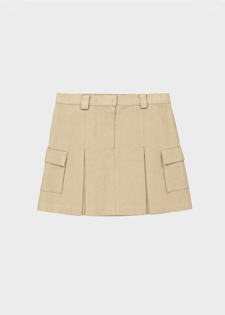 Audrey Cargo Pleated Miniskirt - Tan - 8