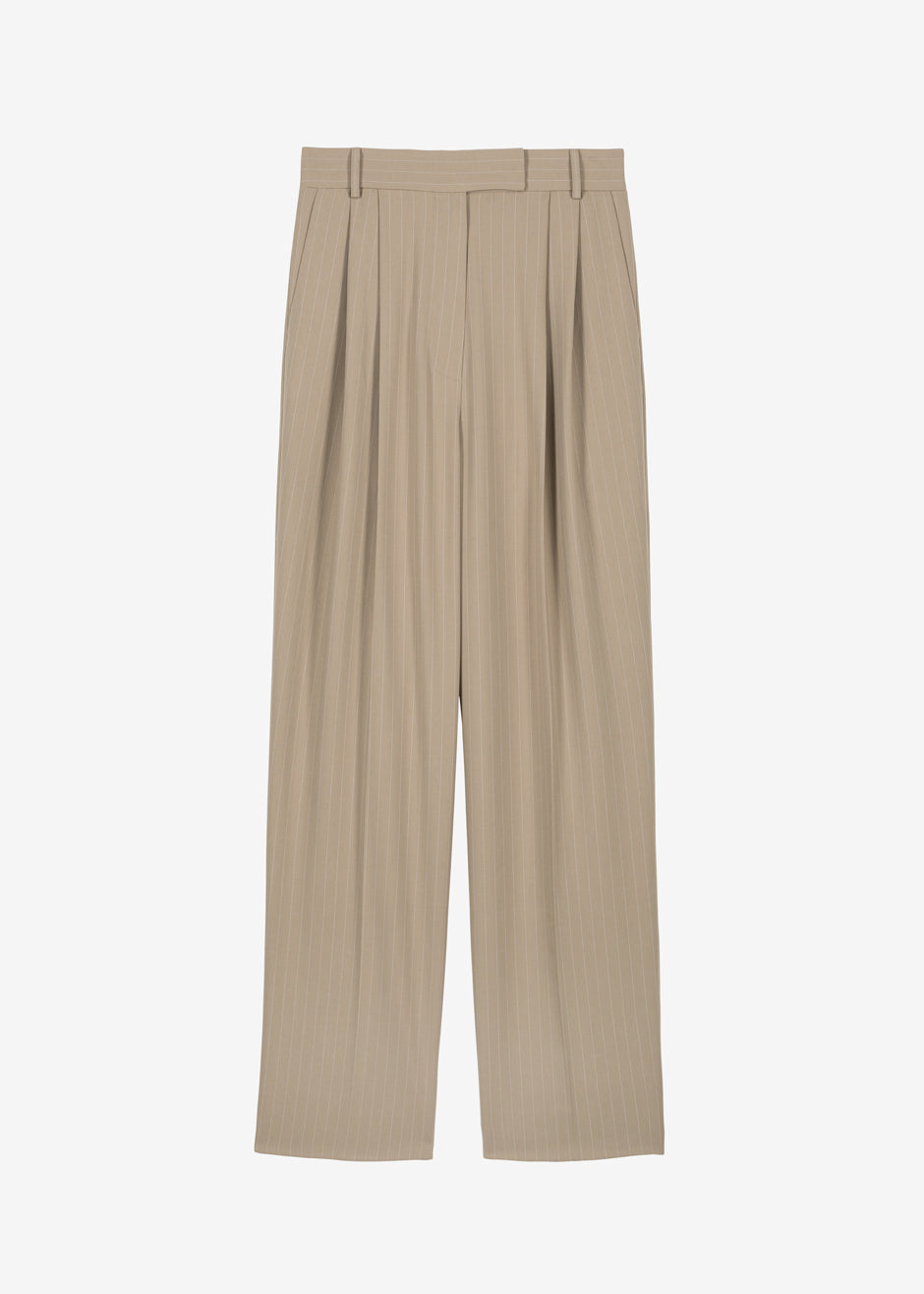 Bea Fluid Pinstripe Suit Pants - Camel - 8