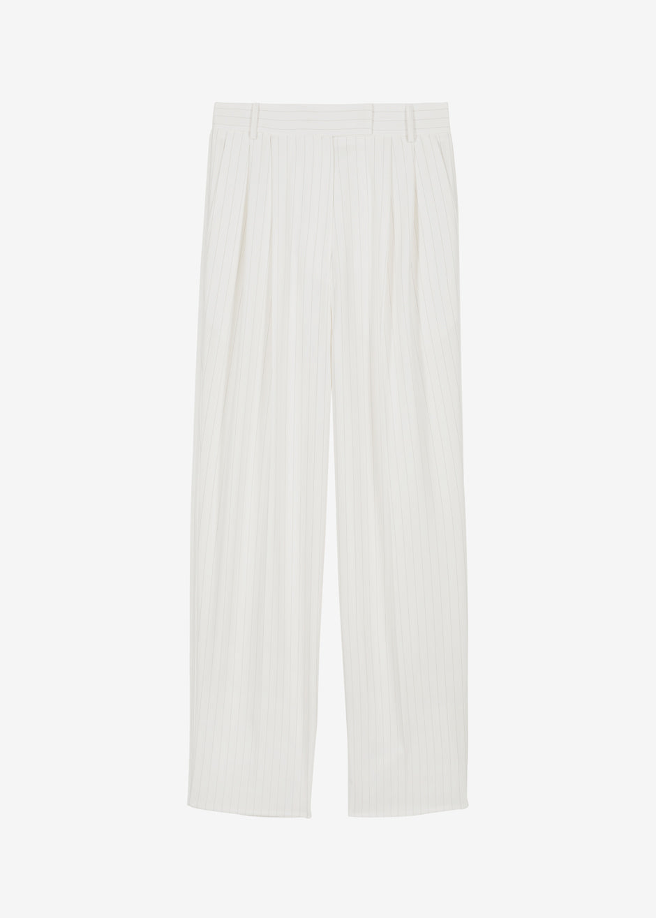 Bea Fluid Pinstripe Suit Pants - Off White - 7