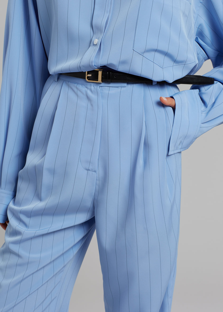 Bea Fluid Stripe Suit Pants - Powder Blue - 1