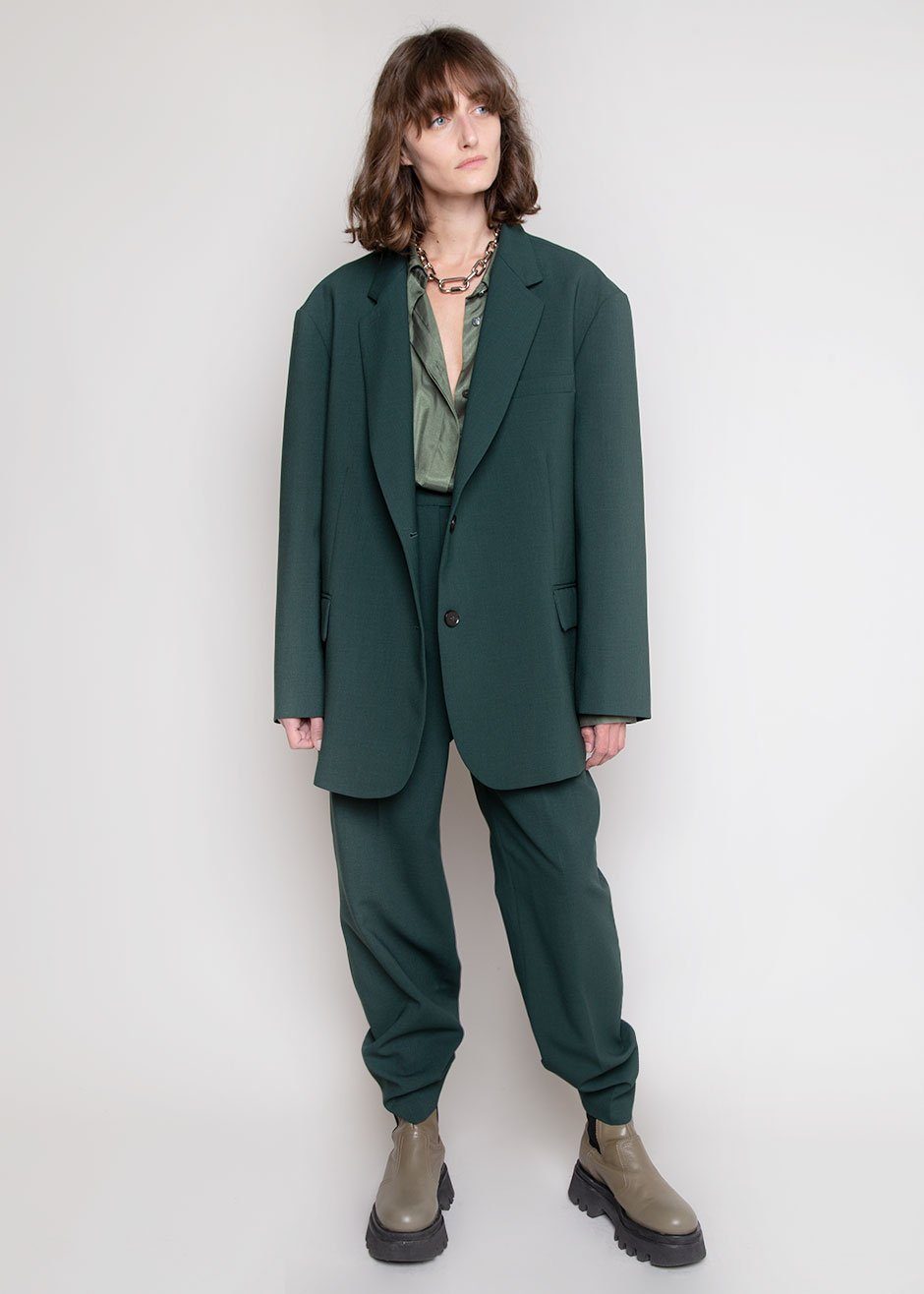 Bea Pleated Suit Pants - Forest Green - 5