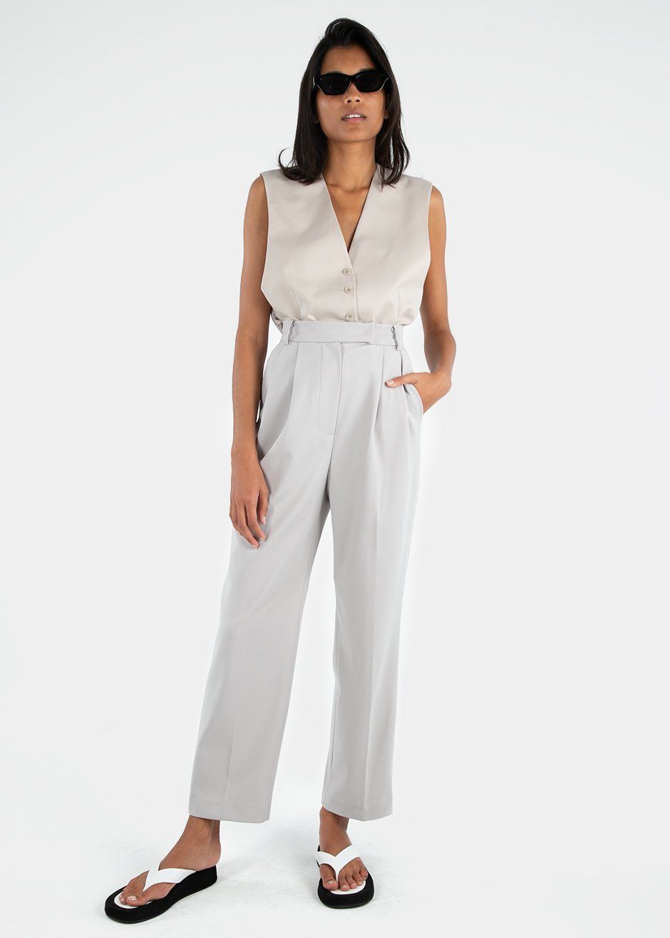 Bea Pleated Suit Pants - Grey - 11