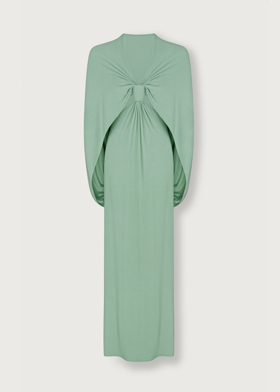 Bevza Cape and Sail Collar Dress - Mint Green - 5