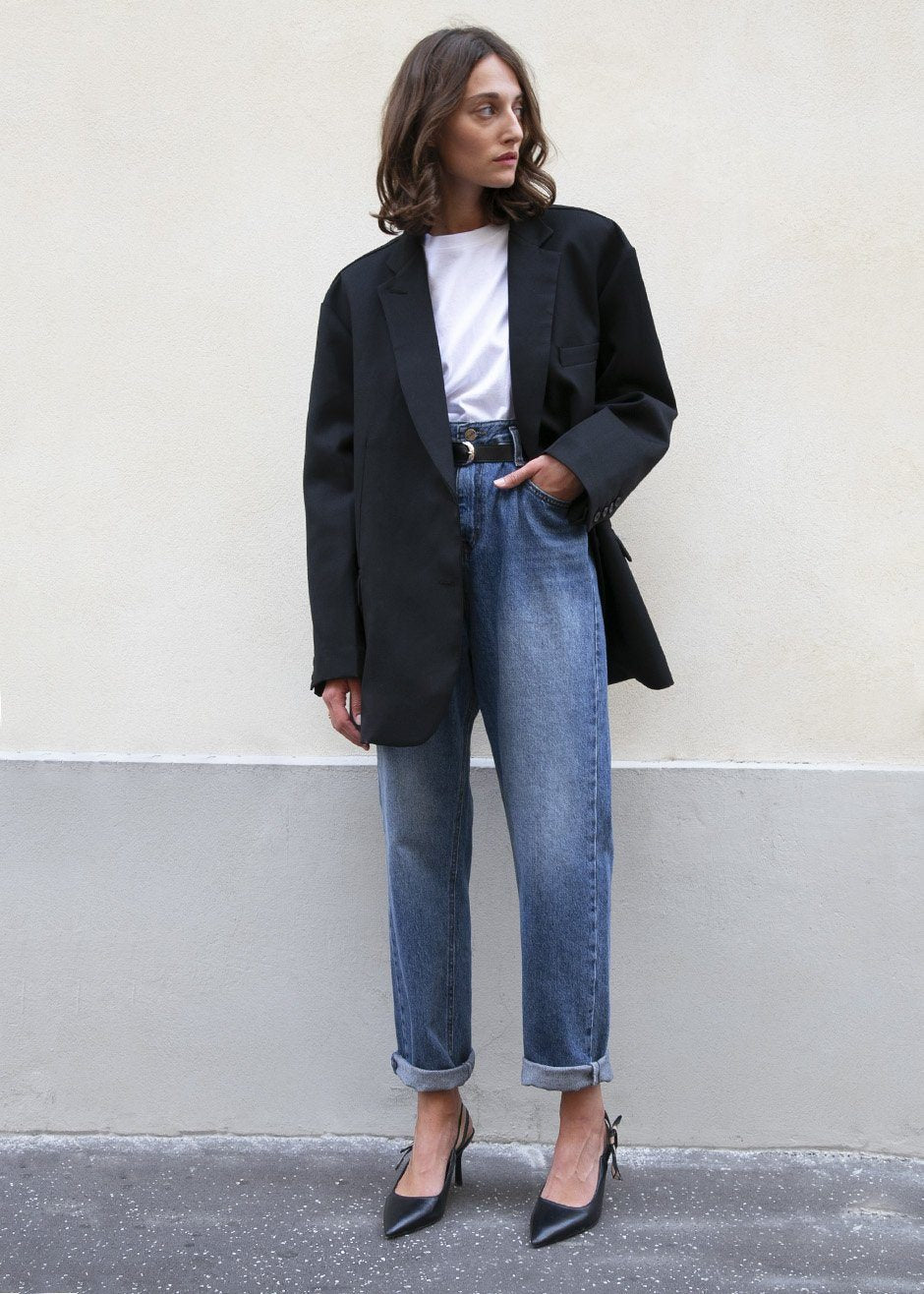 Black oversized 2025 boyfriend blazer