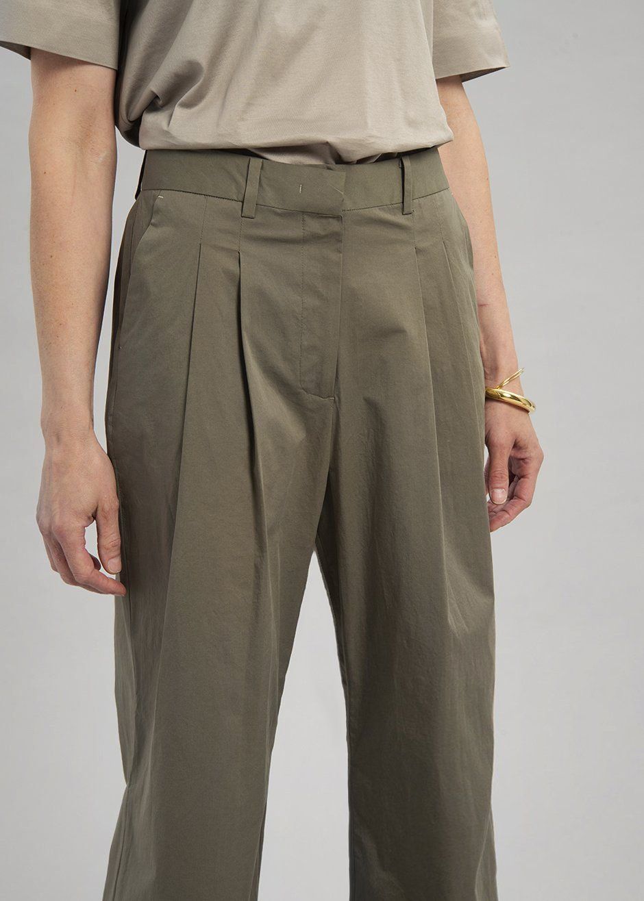 Blanche Pleated Trousers - Olive - 4