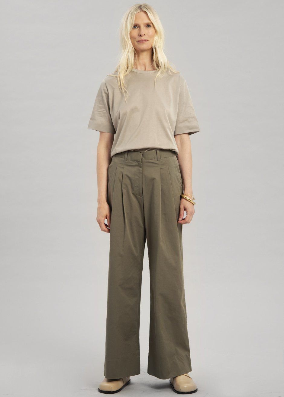 Blanche Pleated Trousers - Olive - 5