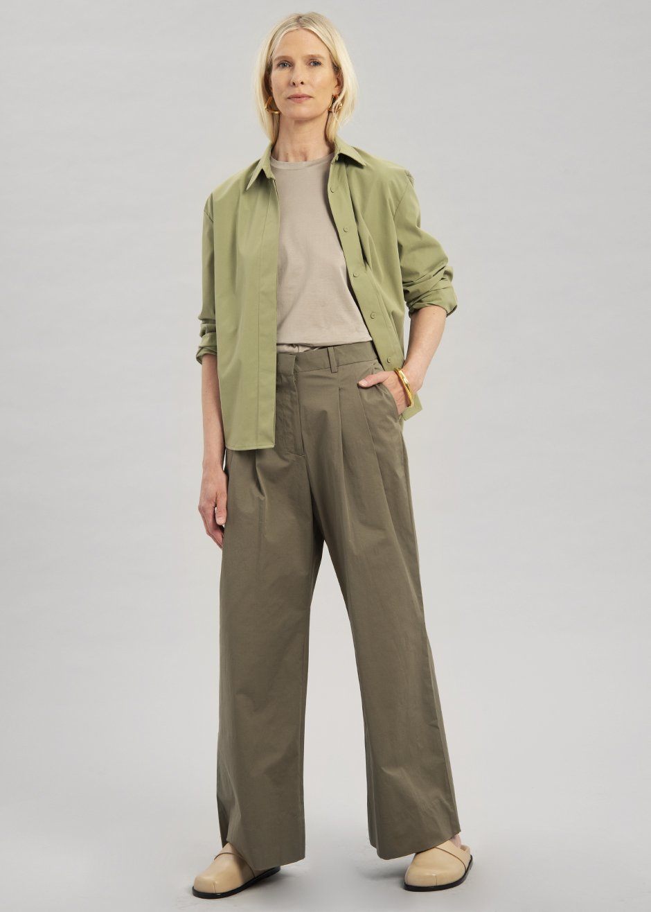 Blanche Pleated Trousers - Olive - 2