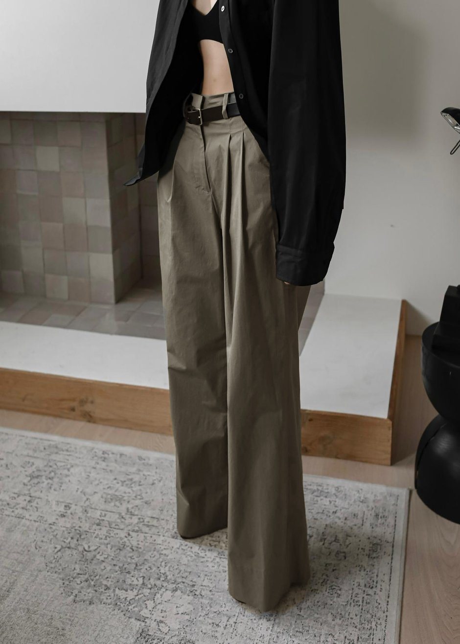 Blanche Pleated Trousers - Olive - 1