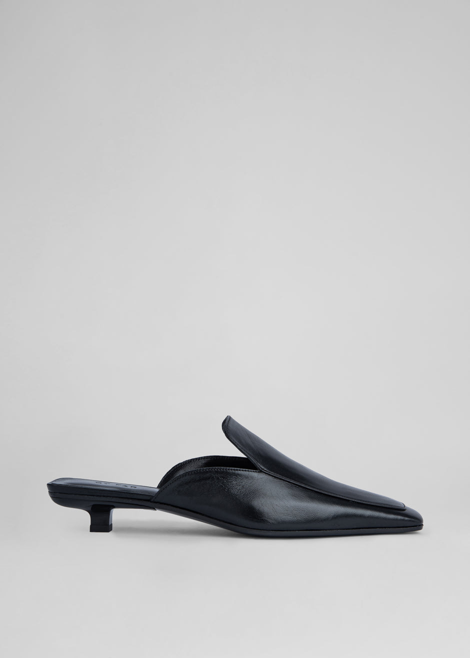 BY FAR Ingrid Mules - Black Gloss Leather - 1