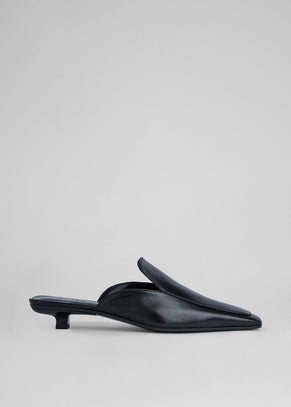 BY FAR Ingrid Mules - Black Gloss Leather