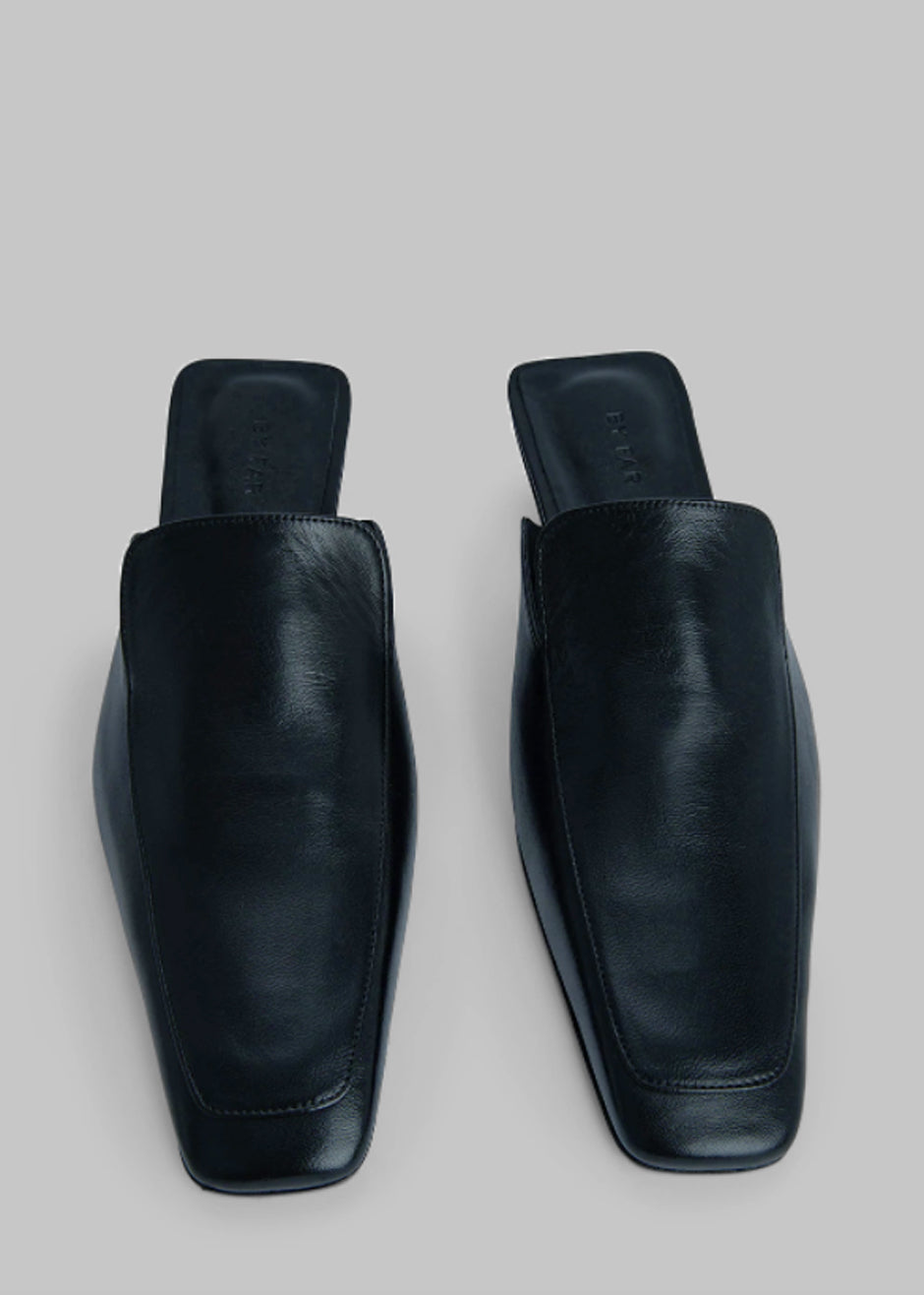 BY FAR Ingrid Mules - Black Gloss Leather - 7