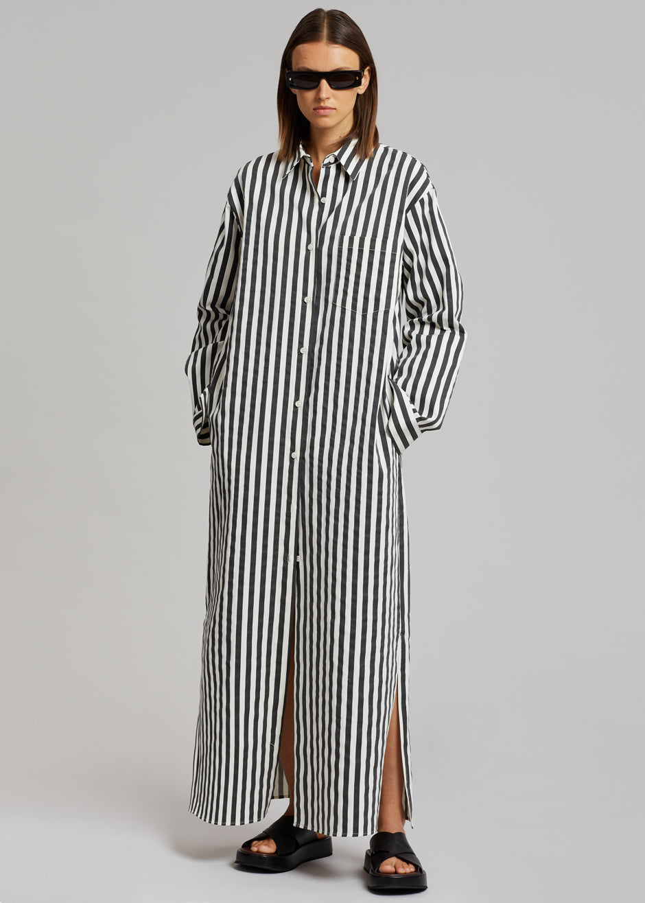 Cala Shirt Dress - Black Stripe - 1