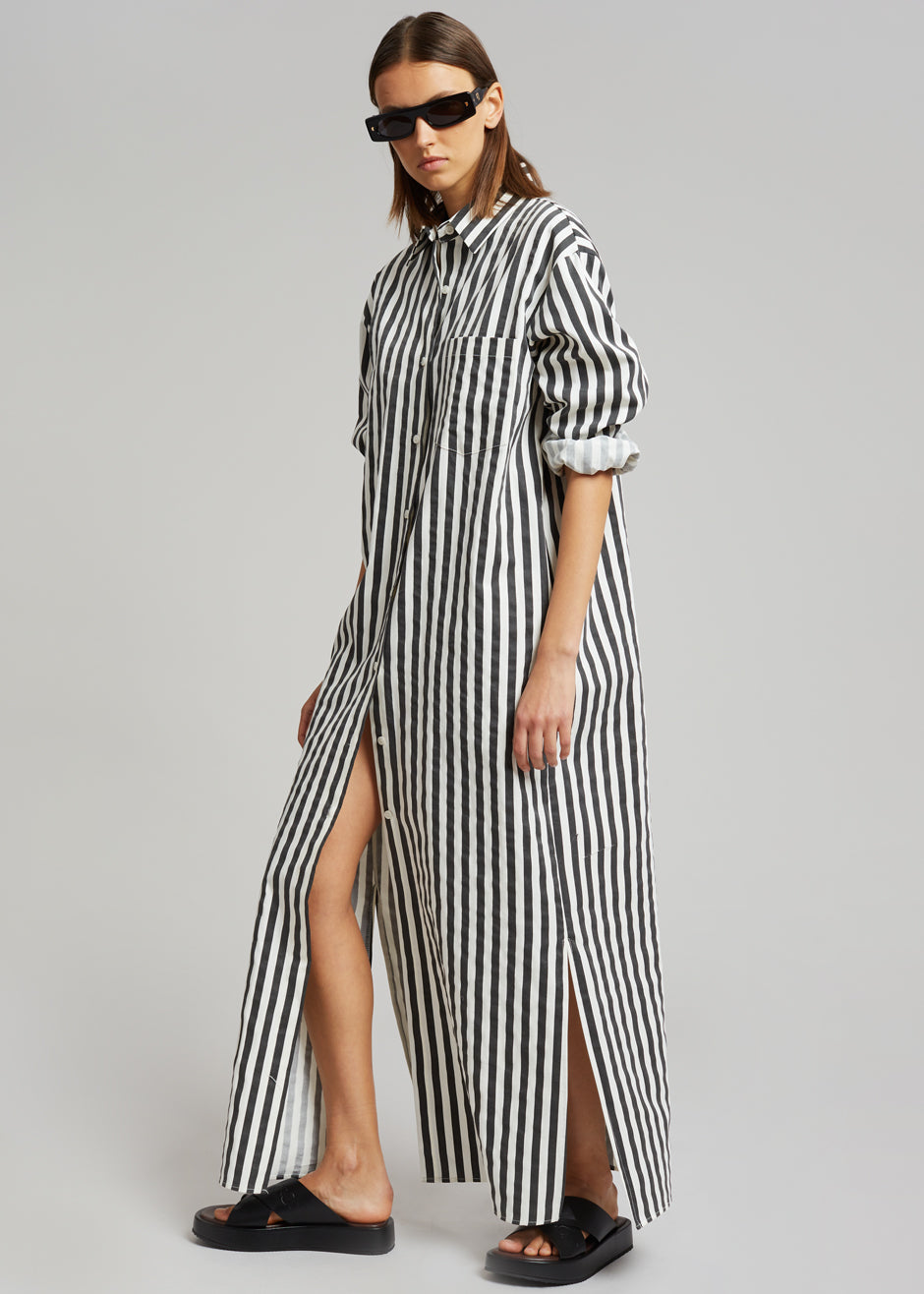 Cala Shirt Dress - Black Stripe