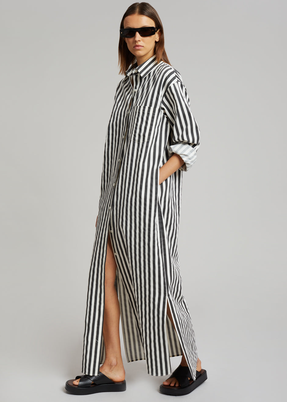 Cala Shirt Dress - Black Stripe - 4