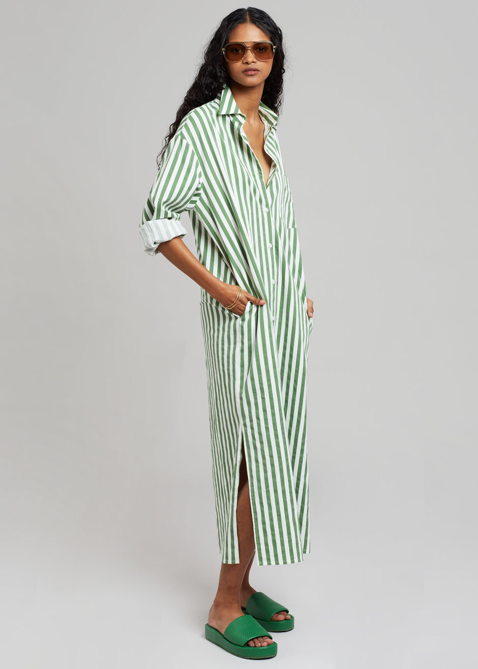 Cala Shirt Dress - Green Stripe - 6
