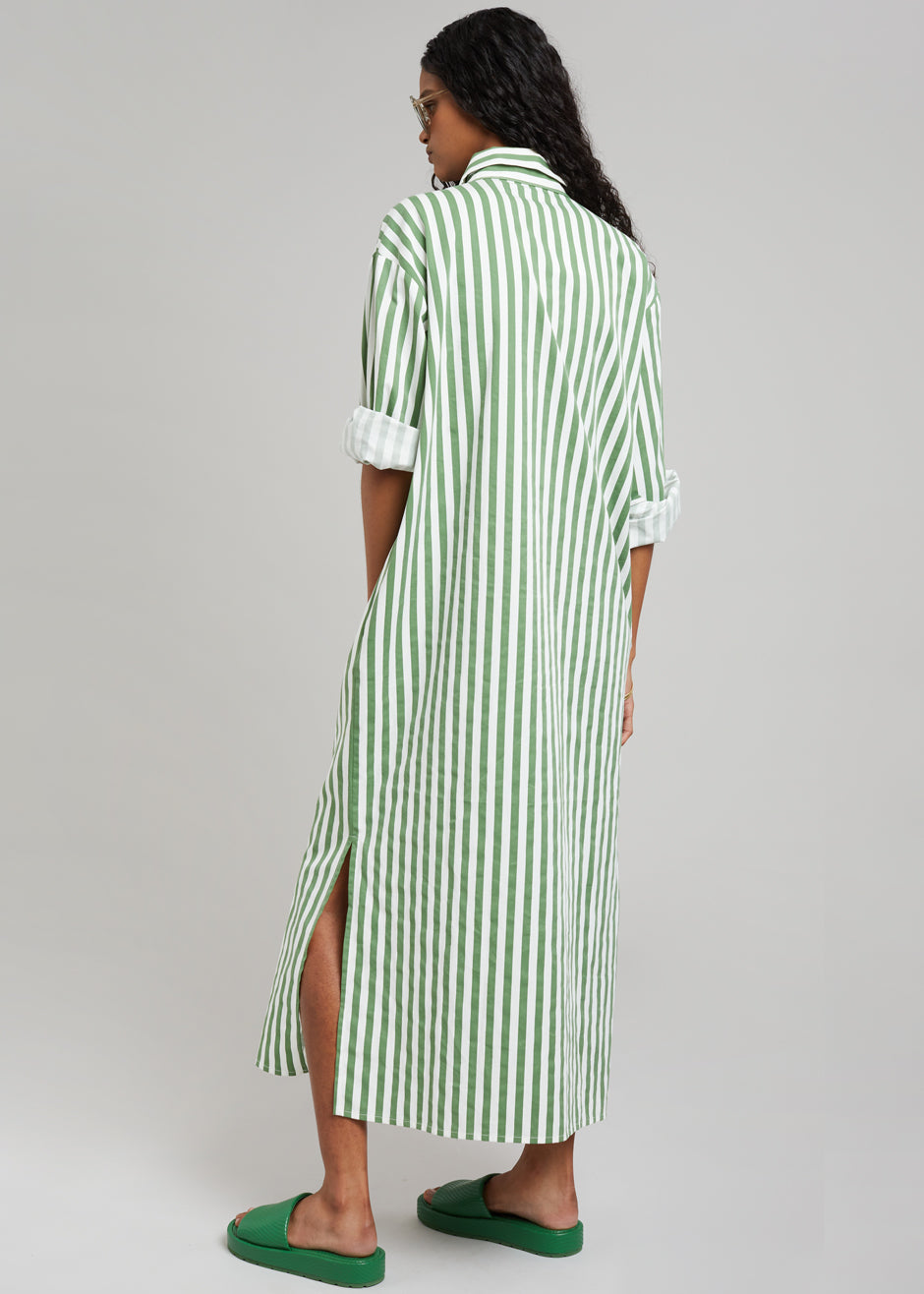 Cala Shirt Dress - Green Stripe - 8