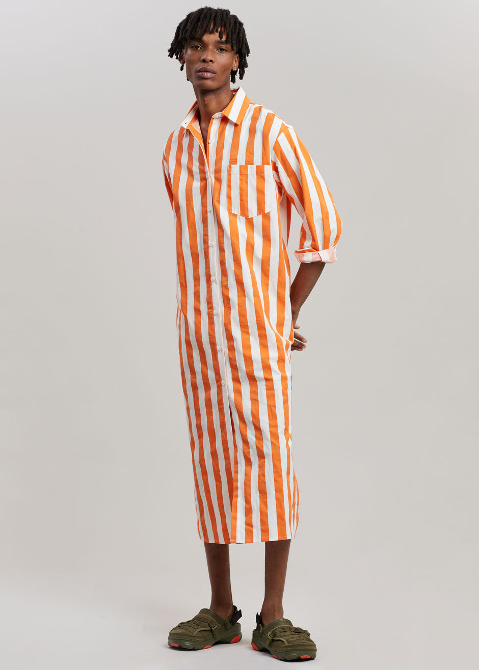 Cala Shirt Dress - Orange Stripe - 6 - Cala Shirt Dress - Orange Stripe Dress [gender-male]