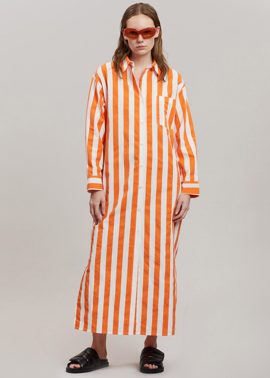 Cala Shirt Dress - Orange Stripe - 8