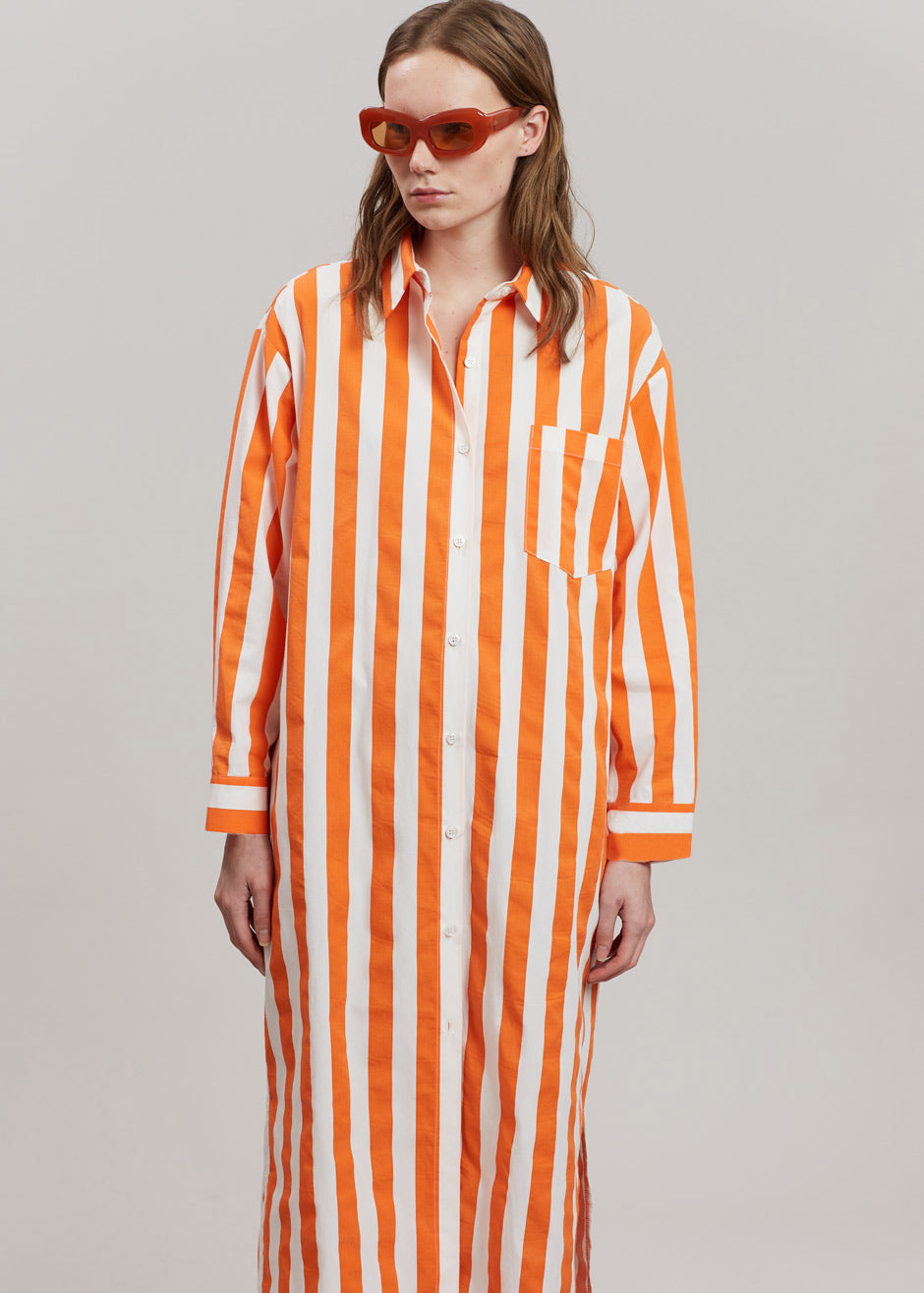 Cala Shirt Dress - Orange Stripe - 1