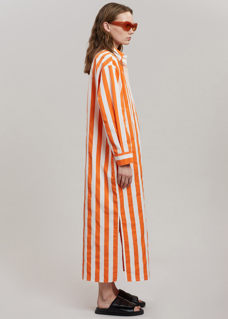 Cala Shirt Dress - Orange Stripe - 4