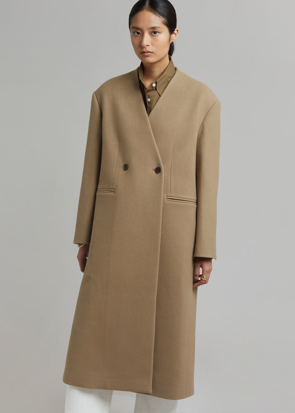 Carla Collarless Coat - Sand - 5