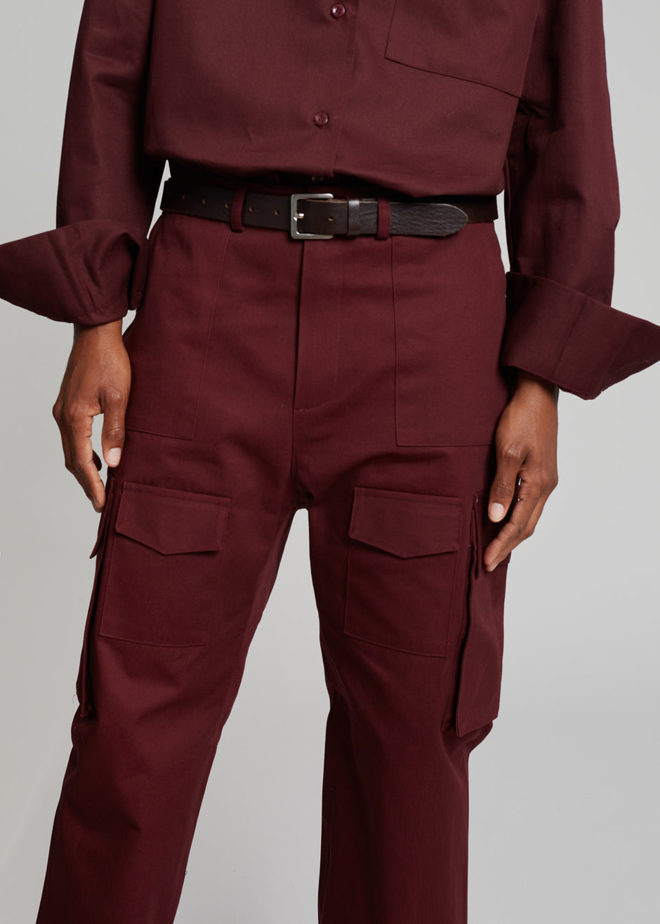 Carrie Twill Cargo Pants - Burgundy - 3