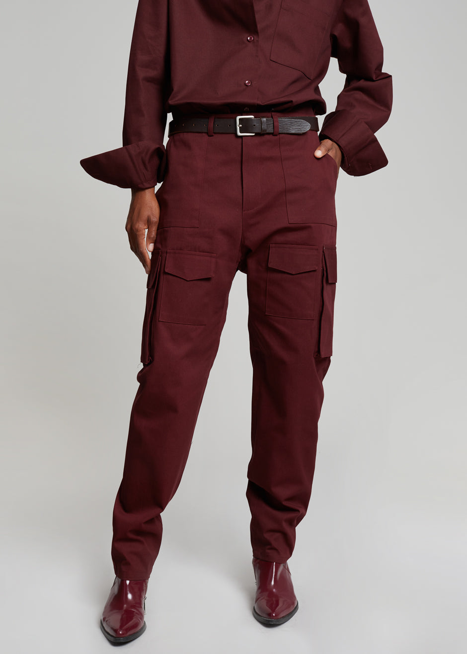 Carrie Twill Cargo Pants - Burgundy - 2